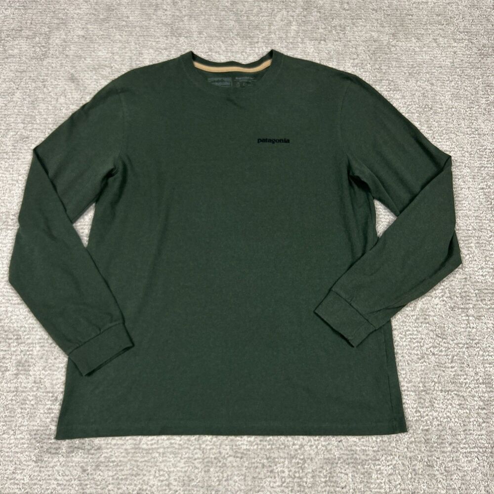 Patagonia T Shirt Mens medium Long Sleeve Green P-6 Responsibili-tee 39161